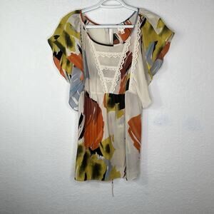 Edmé & Esyllte 100% Silk Multicolor Print Blouse. Nature, Boho, Gypsy, Casual
